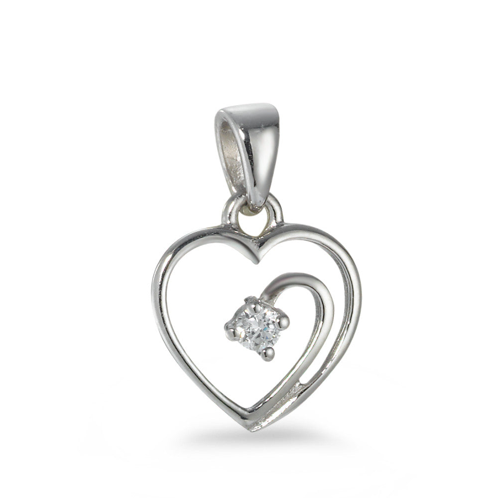 Pendant Silver Zirconia Rhodium plated Heart