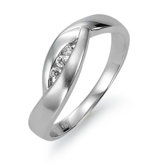 Ring Silver Zirconia 3 Stones Rhodium plated