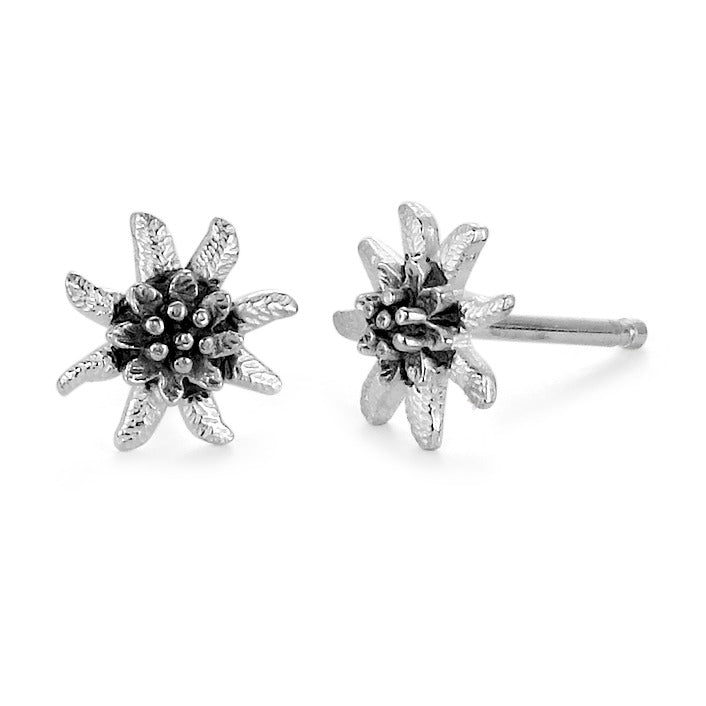 Stud earrings Silver Patinated Edelweiss Ø8 mm
