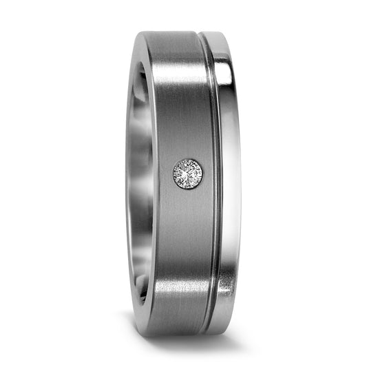 Wedding Ring Titanium Diamond 0.03 ct, w-si