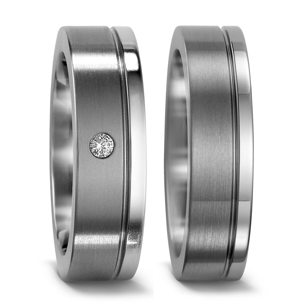 Wedding Ring Titanium Diamond 0.03 ct, w-si