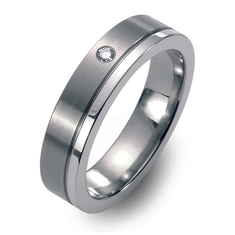 Wedding Ring Titanium Diamond 0.03 ct, w-si