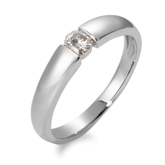 Solitaire ring 18k White Gold Moissanite round, 4 mm