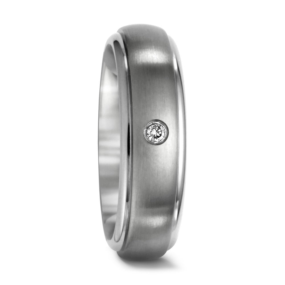 Wedding Ring Titanium Diamond 0.03 ct, w-si