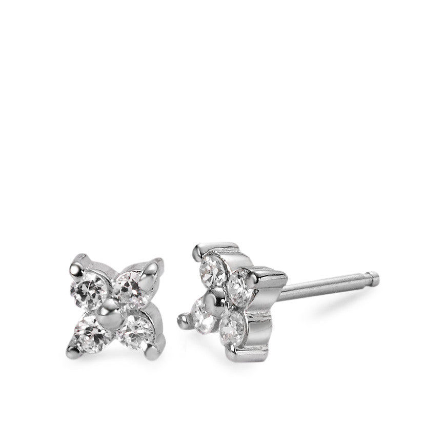 Stud earrings Silver Zirconia Rhodium plated