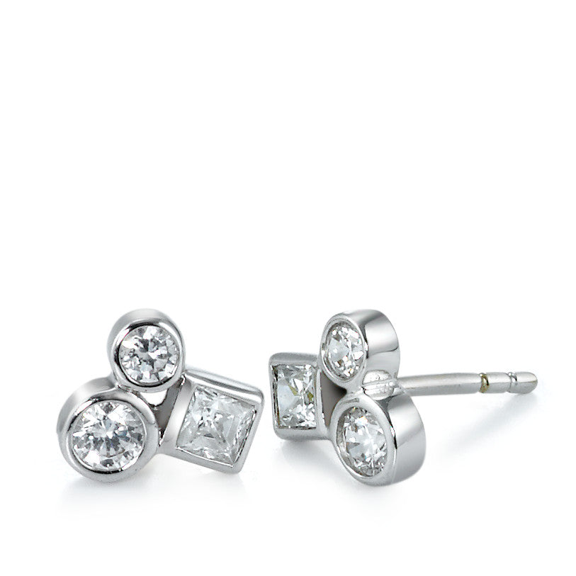 Stud earrings 18k White Gold Zirconia 6 Stones