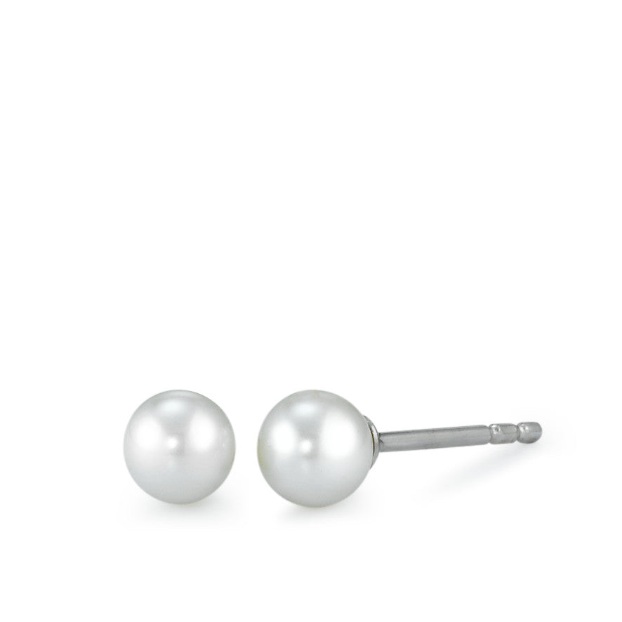 Stud earrings Silver Rhodium plated Shining pearls