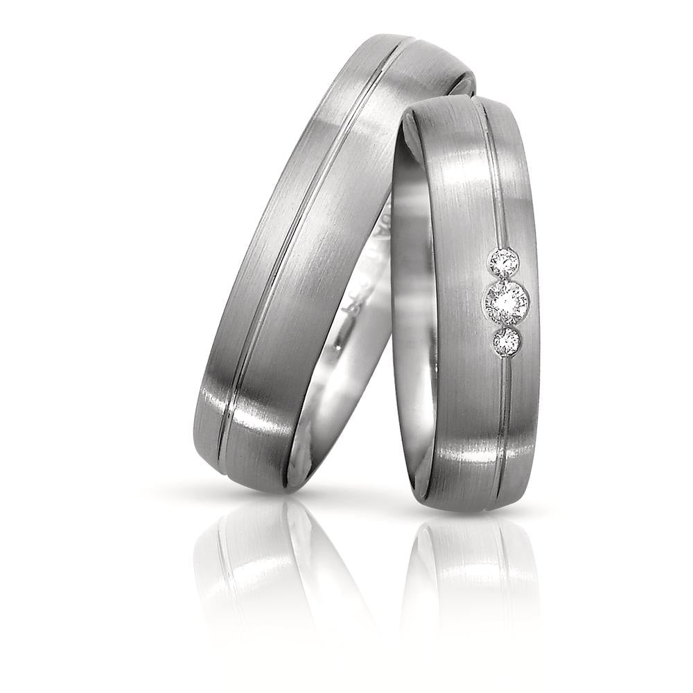 Wedding Ring Platinum 950, 18k Grey Gold