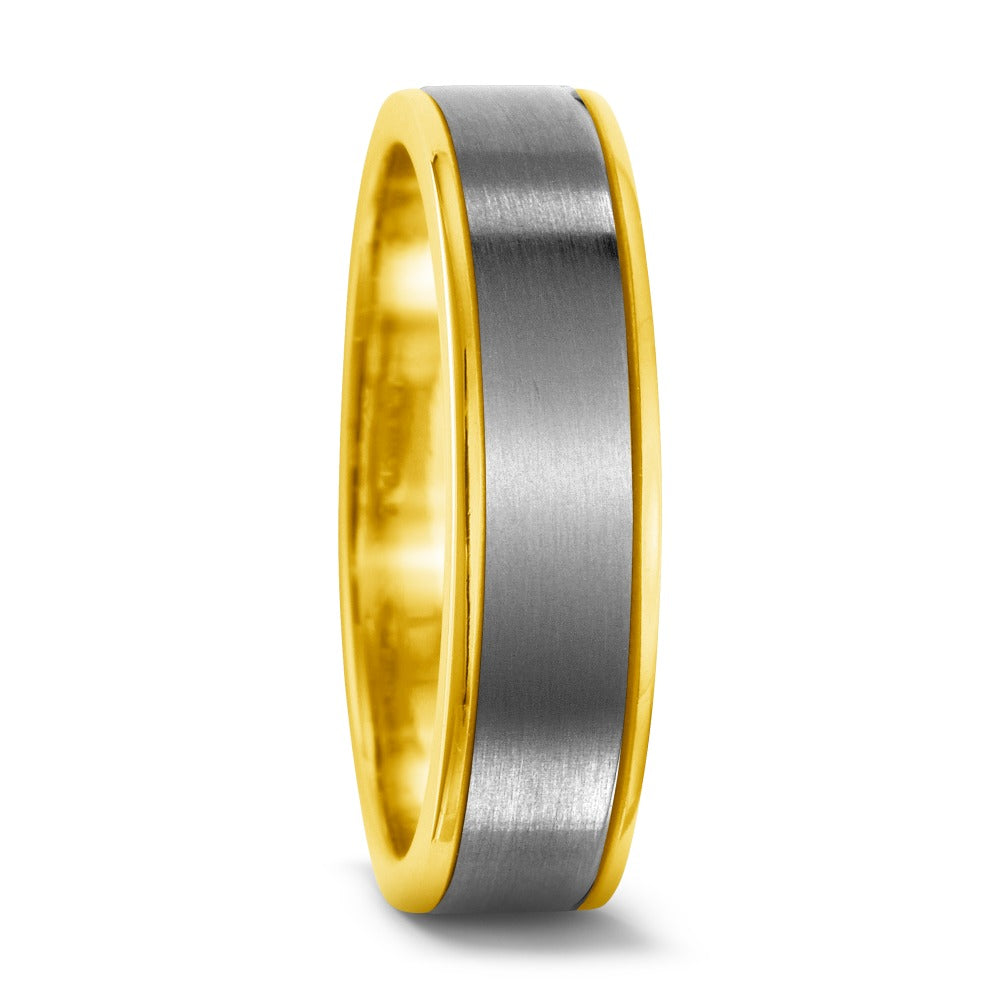 Wedding Ring Titanium, 18k Yellow Gold