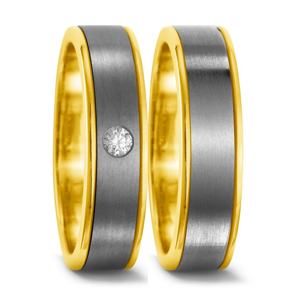 Wedding Ring Titanium, 18k Yellow Gold