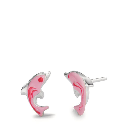 Stud earrings Silver Lacquered Dolphin