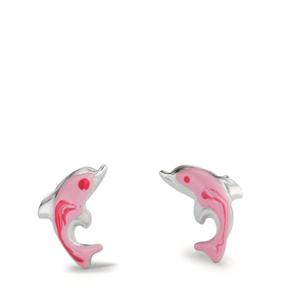 Stud earrings Silver Lacquered Dolphin