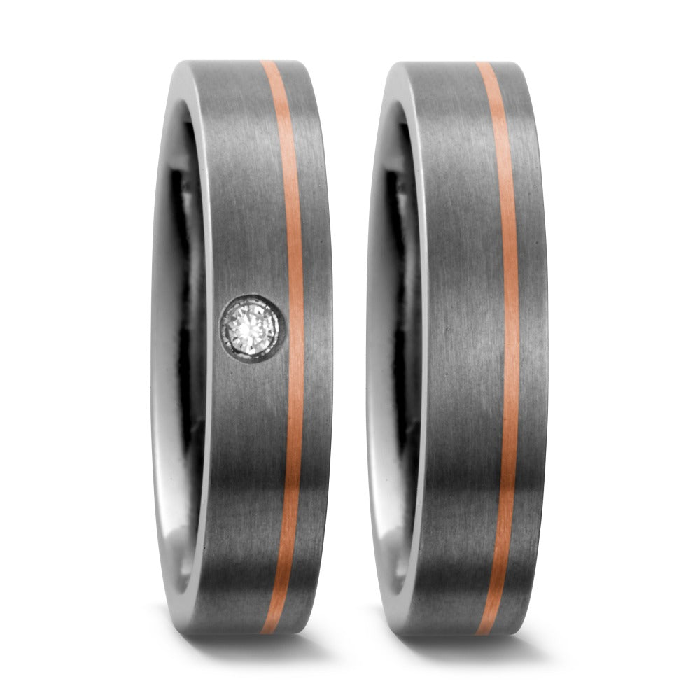 Wedding Ring Titanium, 18k Red Gold