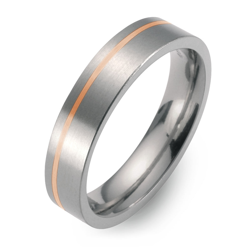 Wedding Ring Titanium, 18k Red Gold