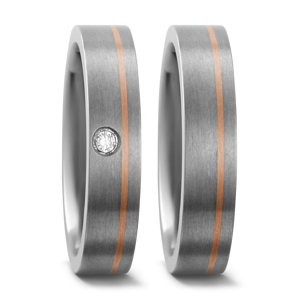 Wedding Ring Titanium, 18k Red Gold