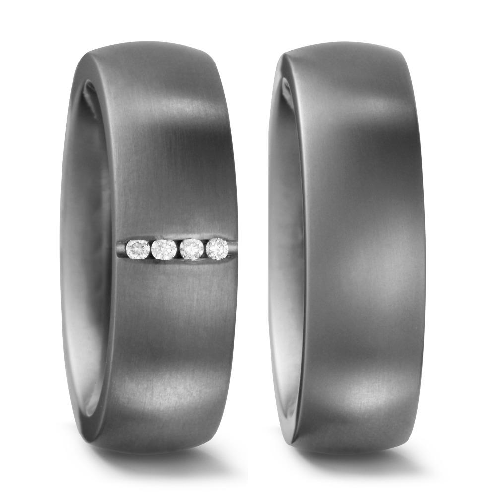 Wedding Ring Titanium Diamond 0.04 ct, 4 Stones, w-si