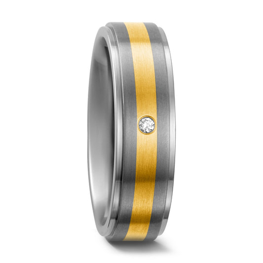 Ring Titanium, 18k Yellow Gold Diamond 0.02 ct, w-si