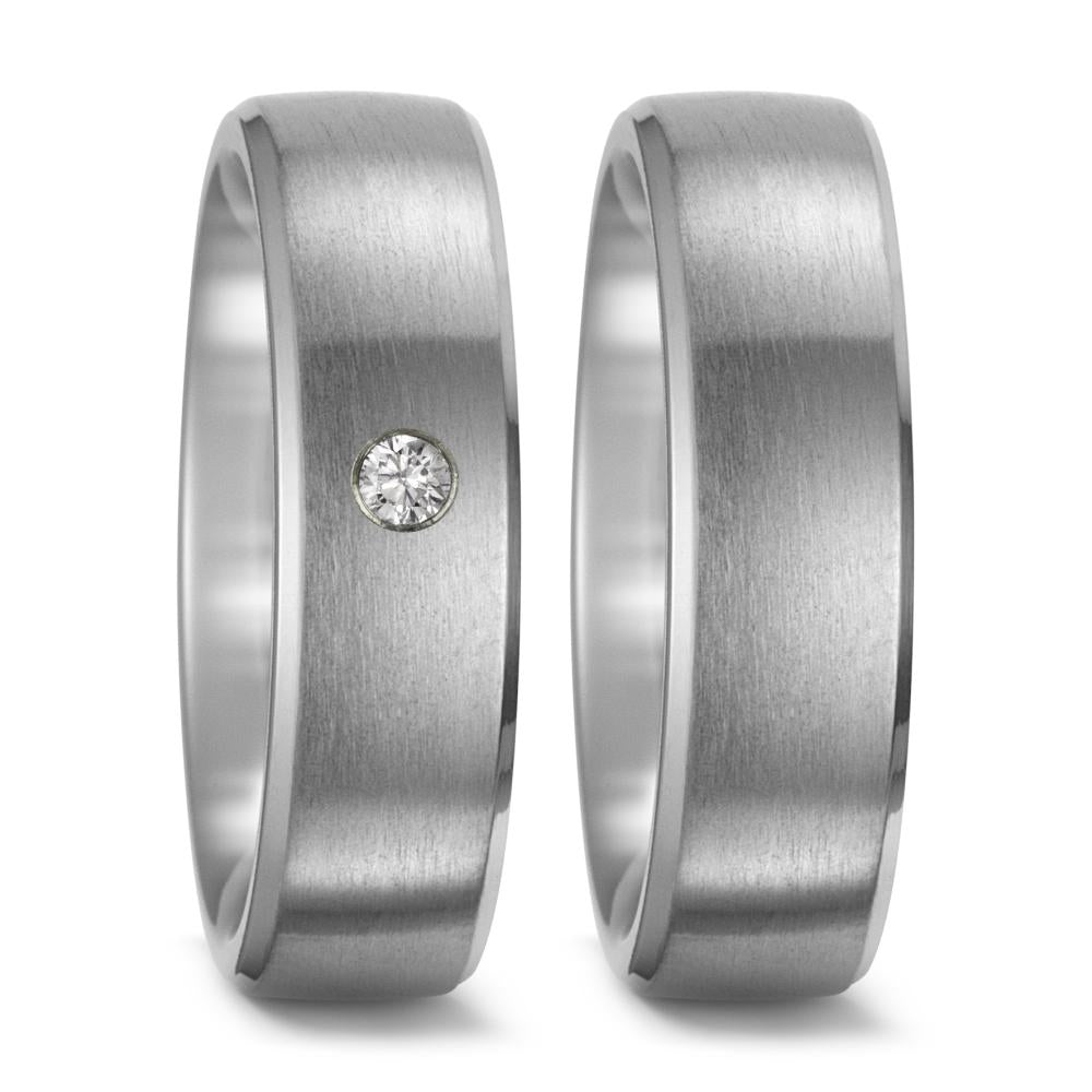 Wedding Ring Titanium Diamond 0.03 ct, w-si