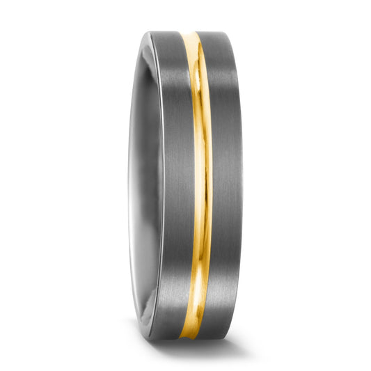 Wedding Ring Titanium, 18k Yellow Gold