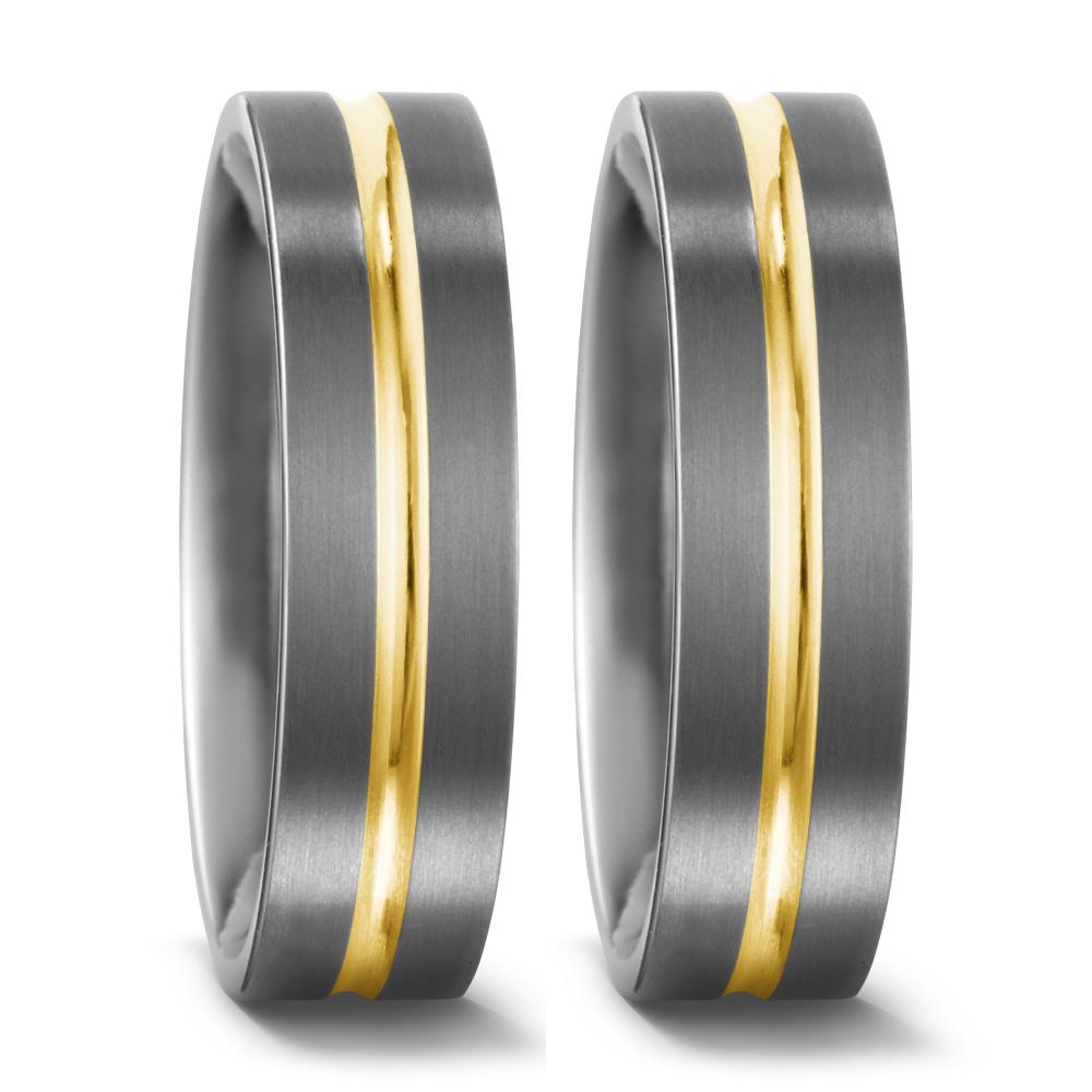 Wedding Ring Titanium, 18k Yellow Gold