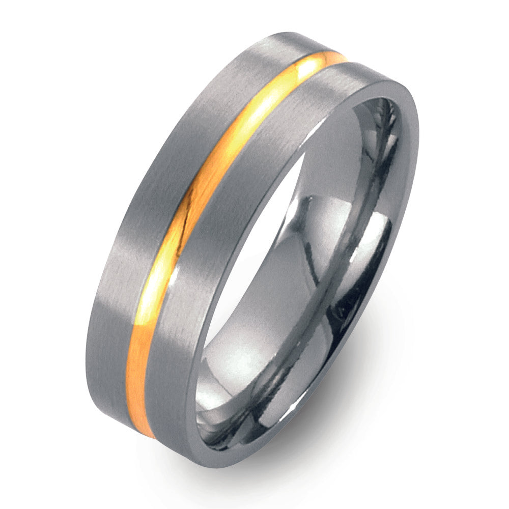 Wedding Ring Titanium, 18k Yellow Gold