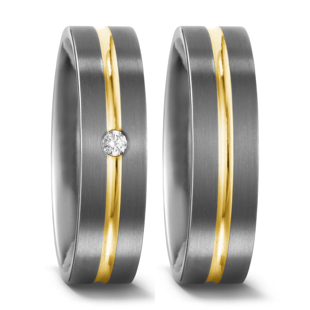 Wedding Ring Titanium, 18k Yellow Gold