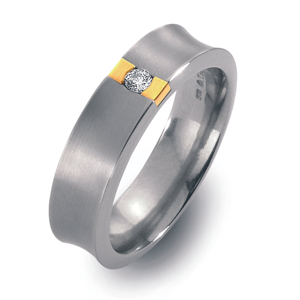 Ring Titanium, 18k Yellow Gold Diamond 0.05 ct, w-si