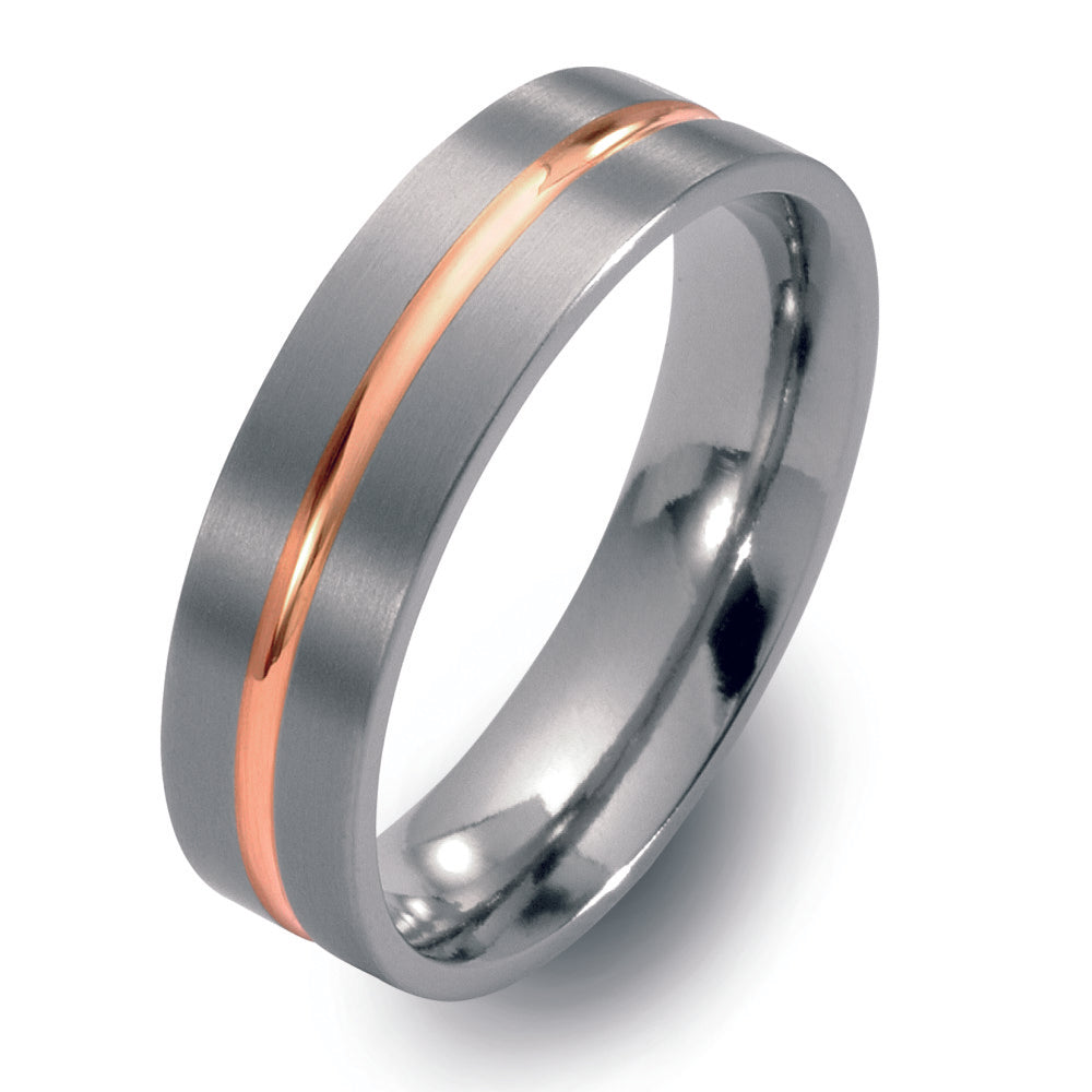 Wedding Ring Titanium, 18k Red Gold