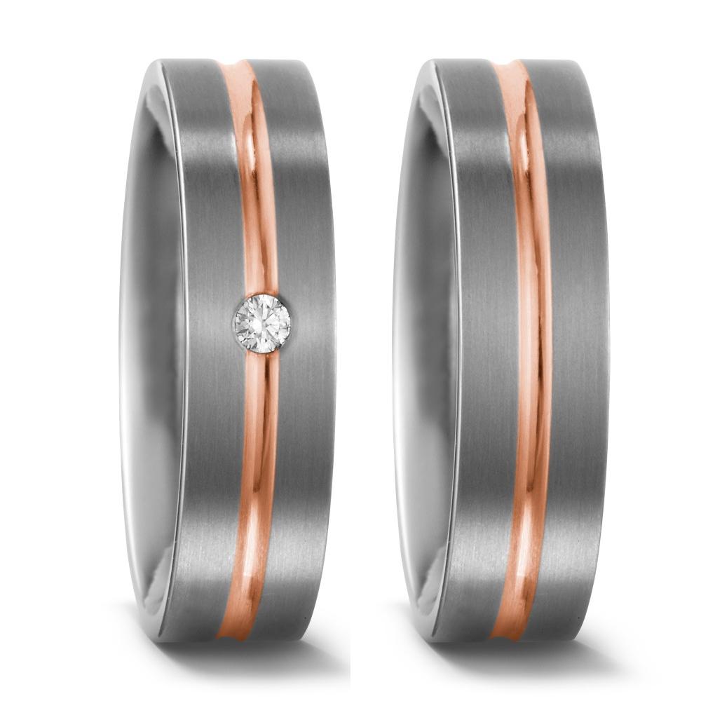 Wedding Ring Titanium, 18k Red Gold