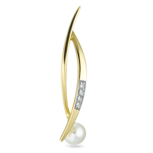 Pendant 18k Yellow Gold Zirconia Freshwater pearl