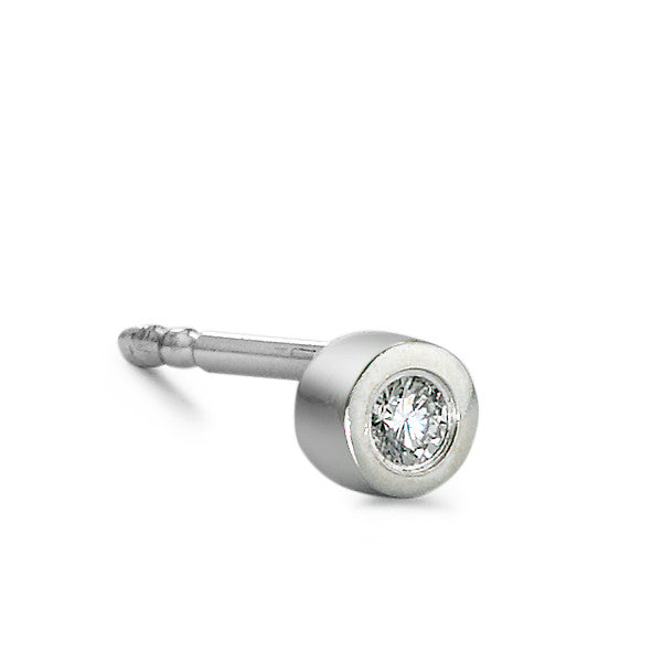 Single stud earring 18k White Gold Diamond 0.04 ct, w-si Ø3 mm