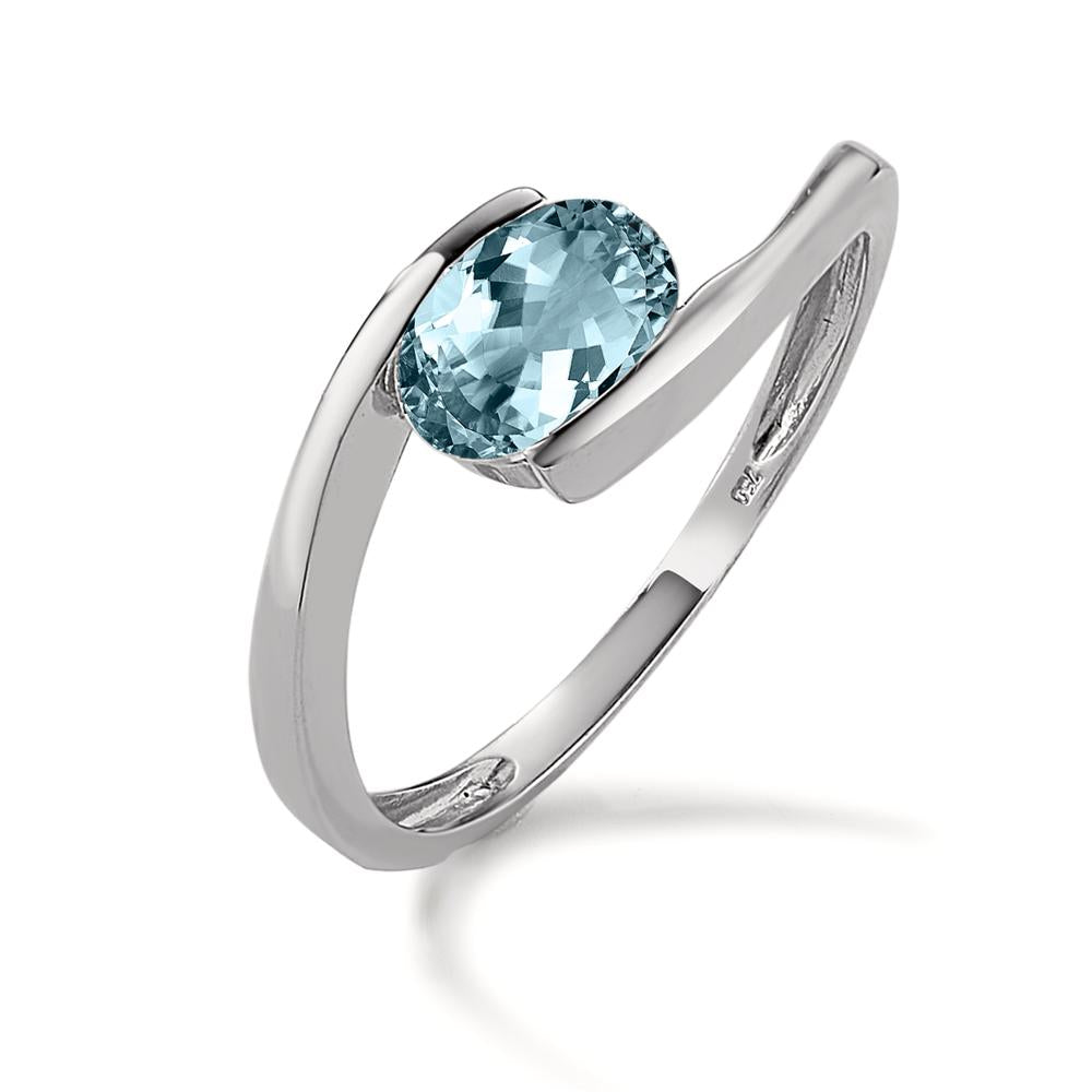 Ring 18k White Gold Topaz Blue