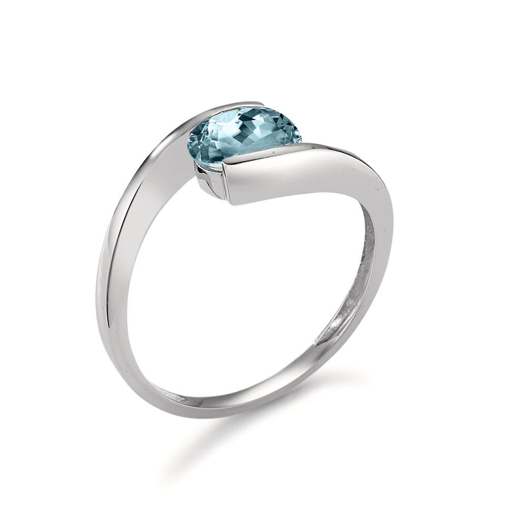 Ring 18k White Gold Topaz Blue