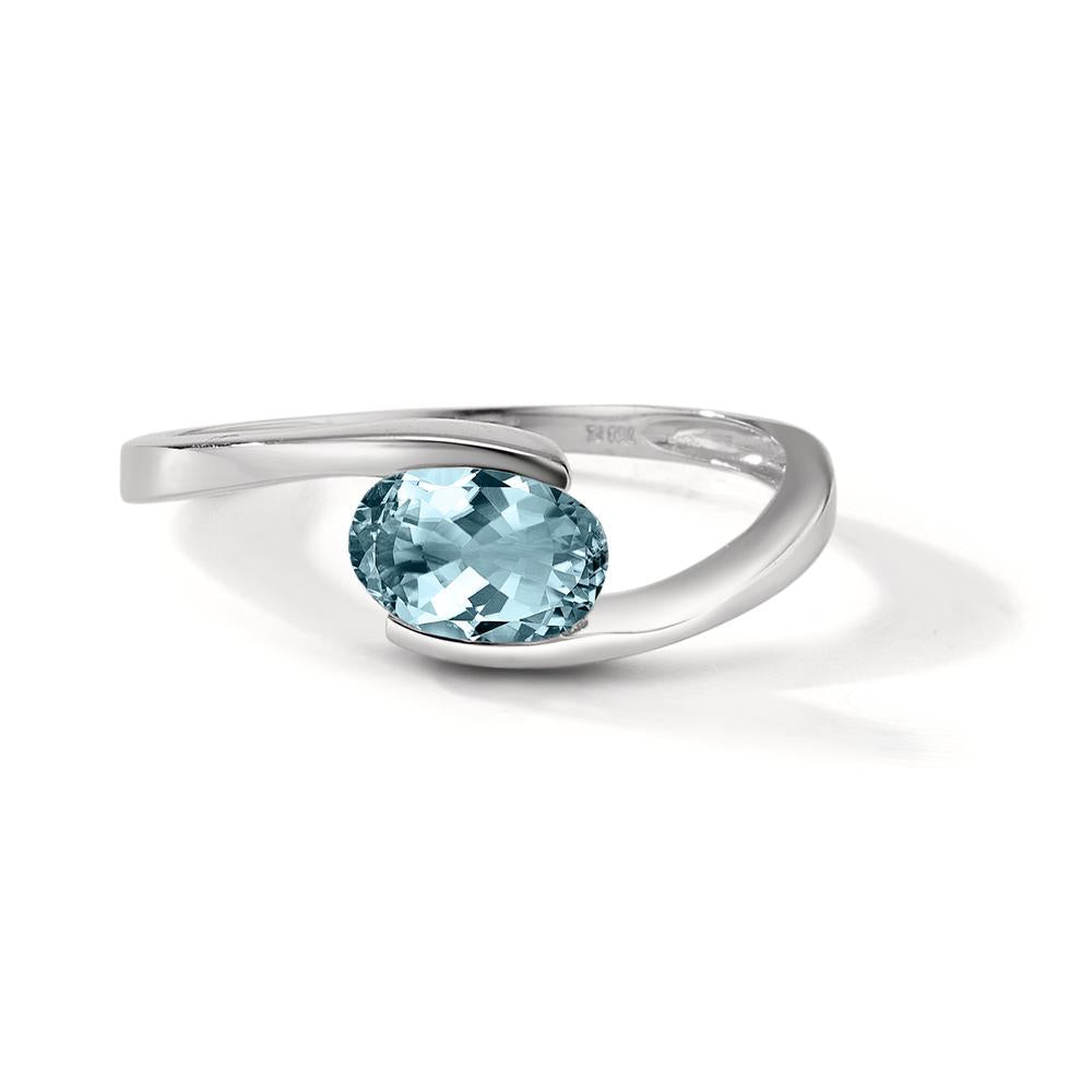 Ring 18k White Gold Topaz Blue