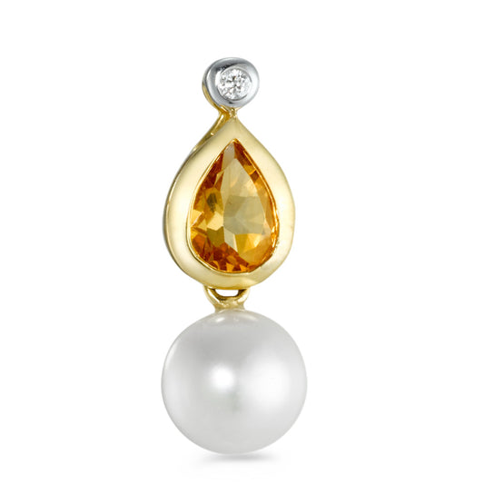 Pendant 18k Yellow Gold Citrine Freshwater pearl