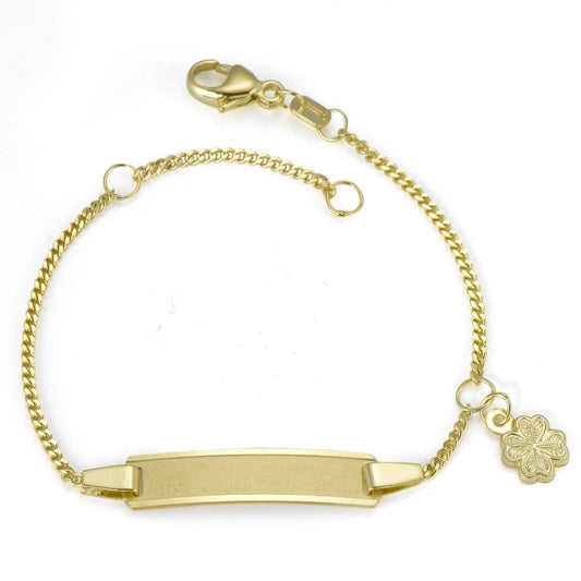 Engravable bracelet 14k Yellow Gold Cloverleaf 12-14 cm