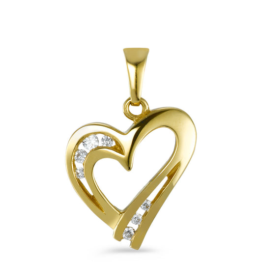 Pendant 18k Yellow Gold Zirconia 7 Stones Heart