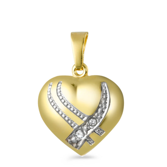 Pendant 18k Yellow Gold Diamond 0.02 ct, 2 Stones, w-si Heart