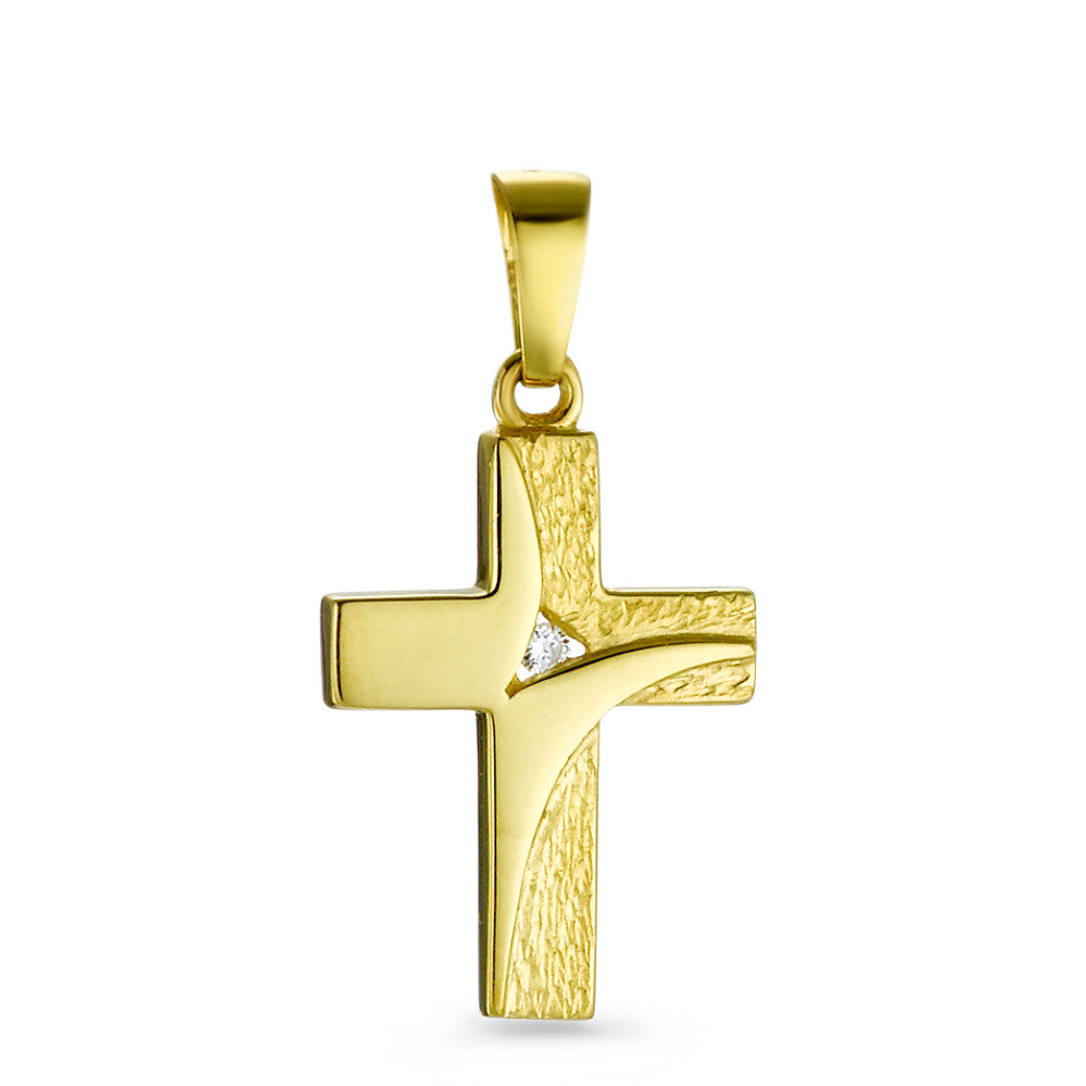 Pendant 18k Yellow Gold Zirconia Cross