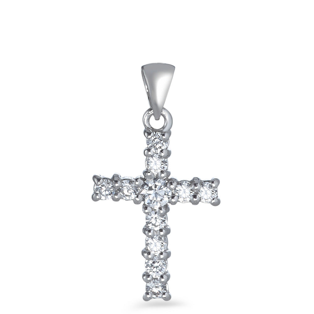 Pendant Silver Zirconia 11 Stones Rhodium plated Cross