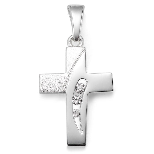 Pendant Silver Zirconia 3 Stones Cross