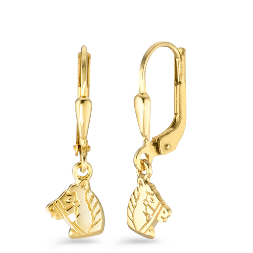 Drop Earrings 18k Yellow Gold Horse