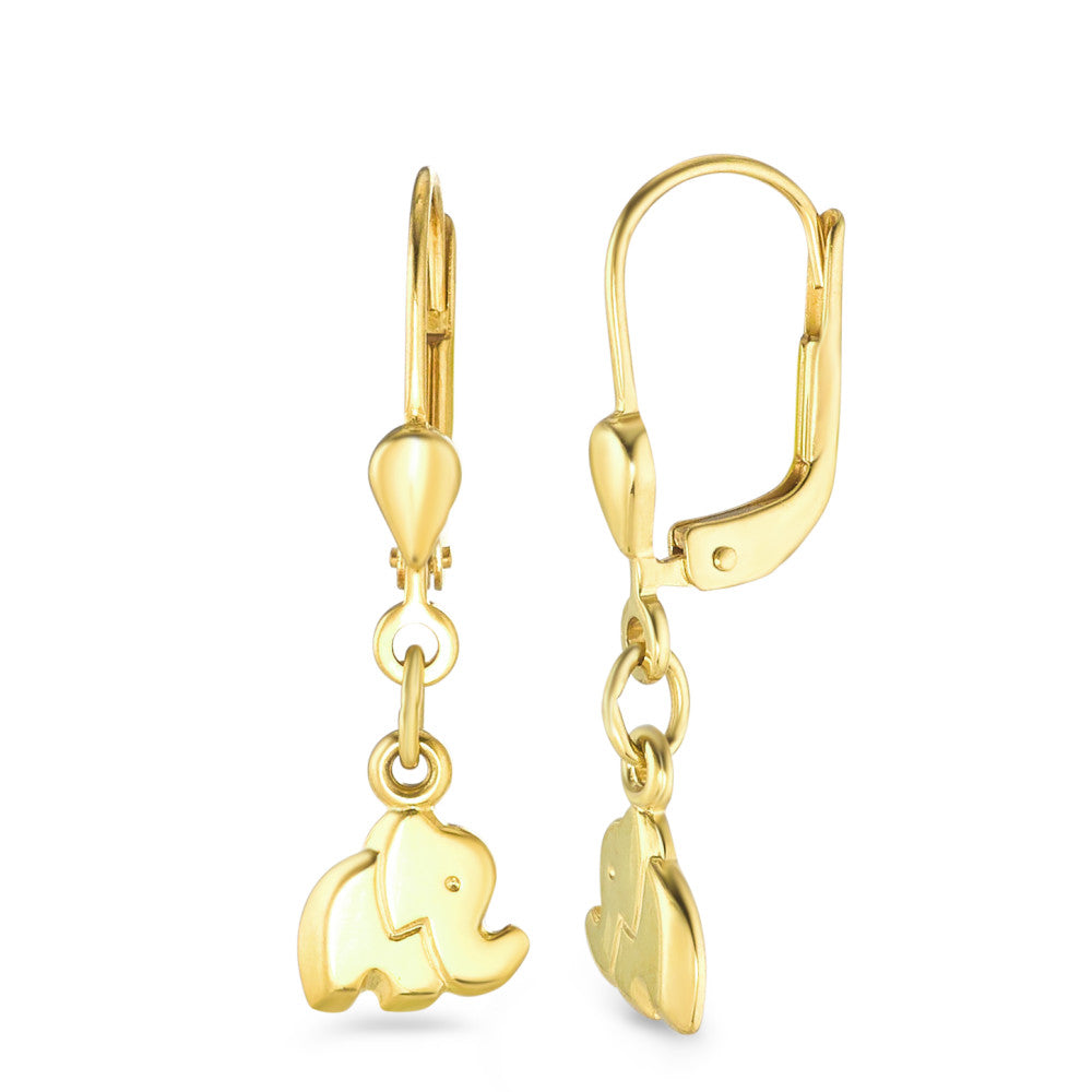 Drop Earrings 18k Yellow Gold Elephant