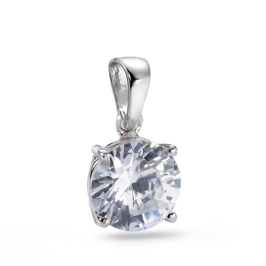 Pendant Silver Zirconia Rhodium plated Ø7.5 mm