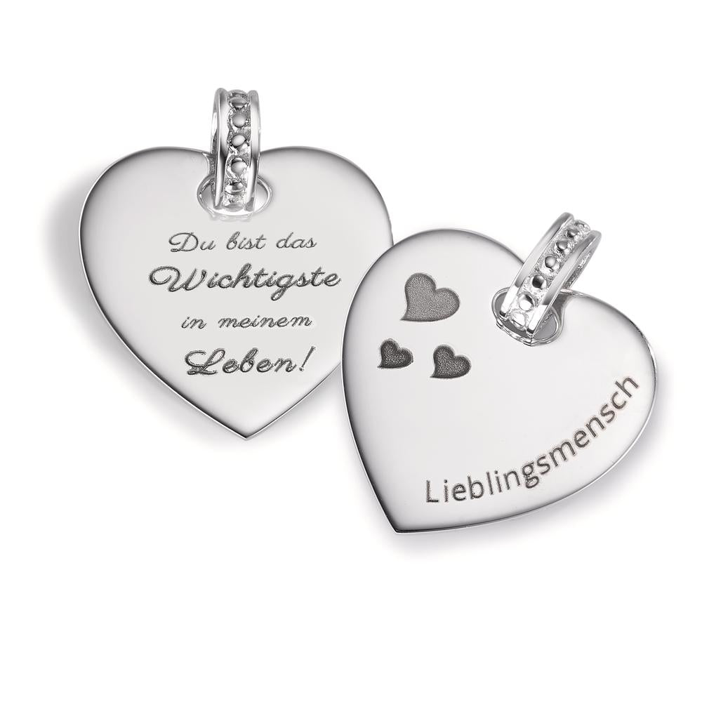 Engravable pendant Silver Rhodium plated Heart