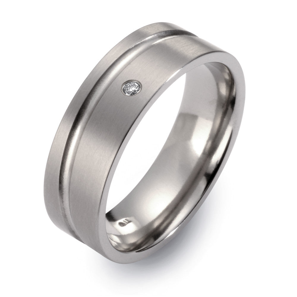 Wedding Ring Titanium Diamond 0.02 ct, w-si