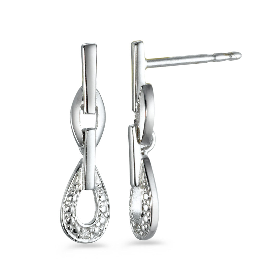 Drop Earrings 18k White Gold Diamond 0.01 ct, 2 Stones, w-si