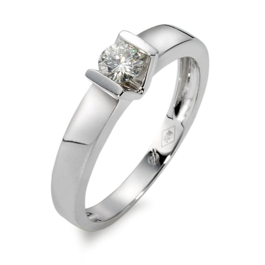 Solitaire ring 18k White Gold Moissanite White, 4 mm