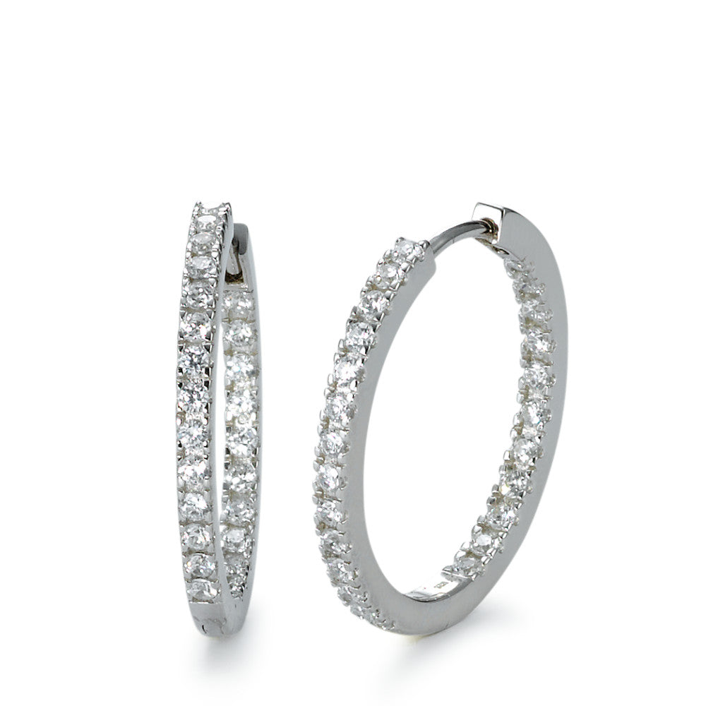 Hinged hoop Silver Zirconia Rhodium plated