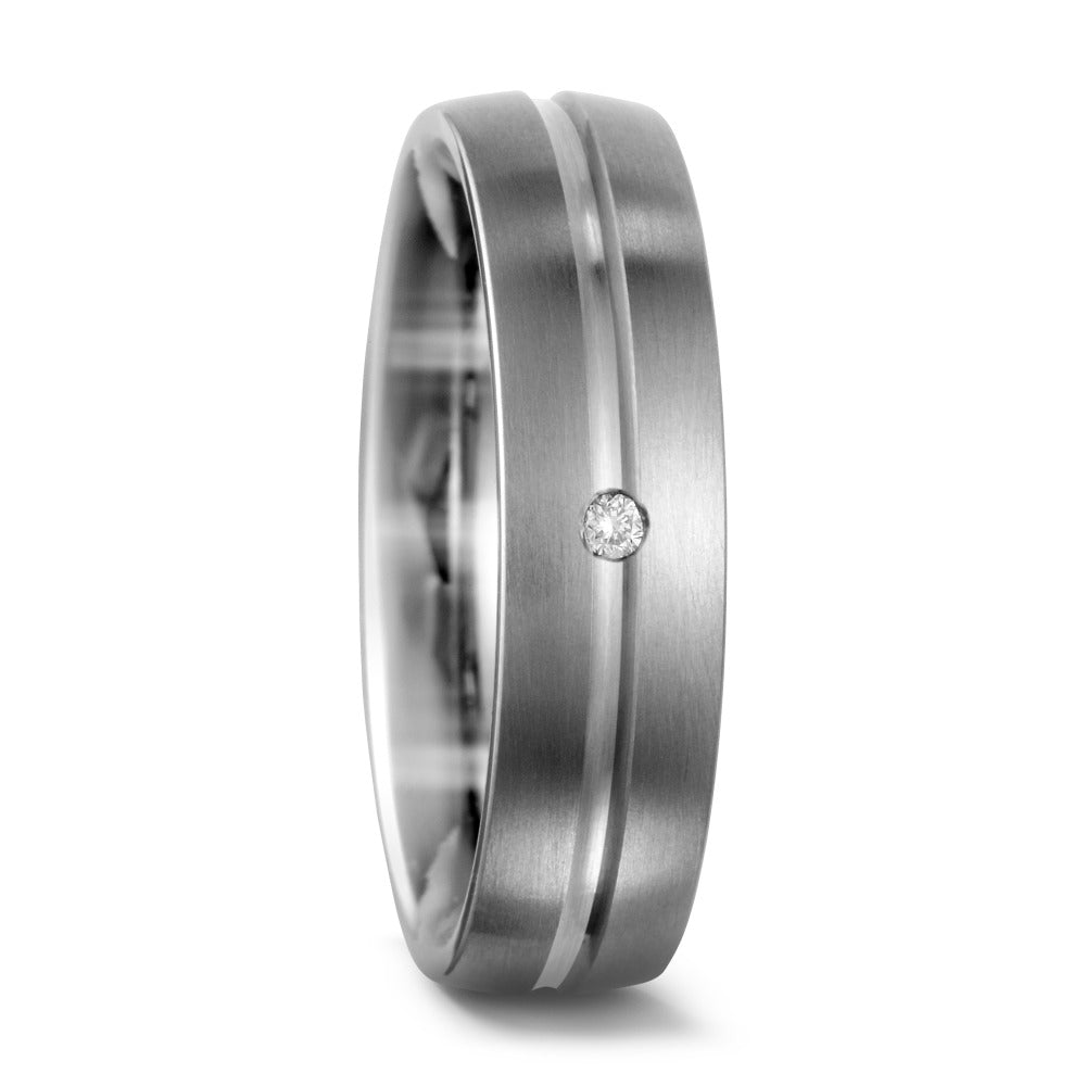 Wedding Ring Titanium Diamond 0.02 ct, w-si